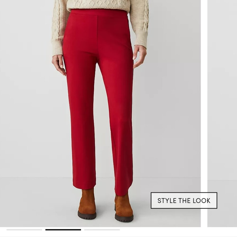 Ann Taylor Red Straight-Leg Pants